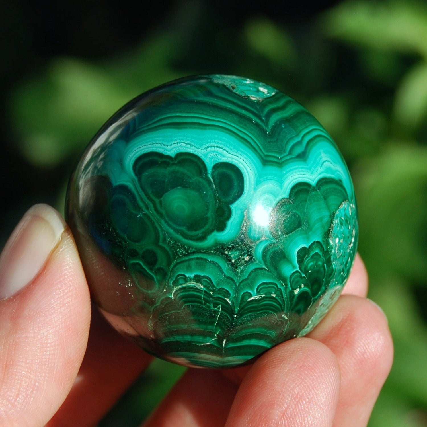 Natural Malachite Crystal Sphere, Congo