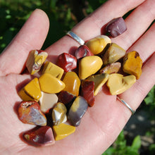 Load image into Gallery viewer, These pieces measure approximately .6 to .9 inches with most measuring .75 inches.  These Tiger&#39;s Eye tumbled stones are sold in sets of 6 pieces.

