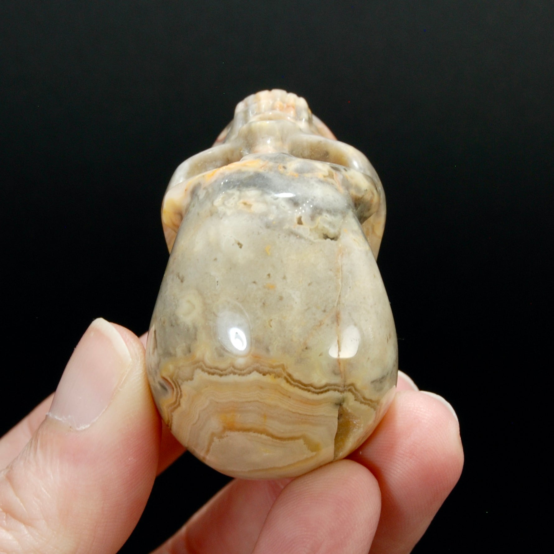 2in Laguna Lace Agate Crystal Skull, Realistic Carved Skull