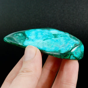 Malachite Chrysocolla Crystal Palm Stone, Congo