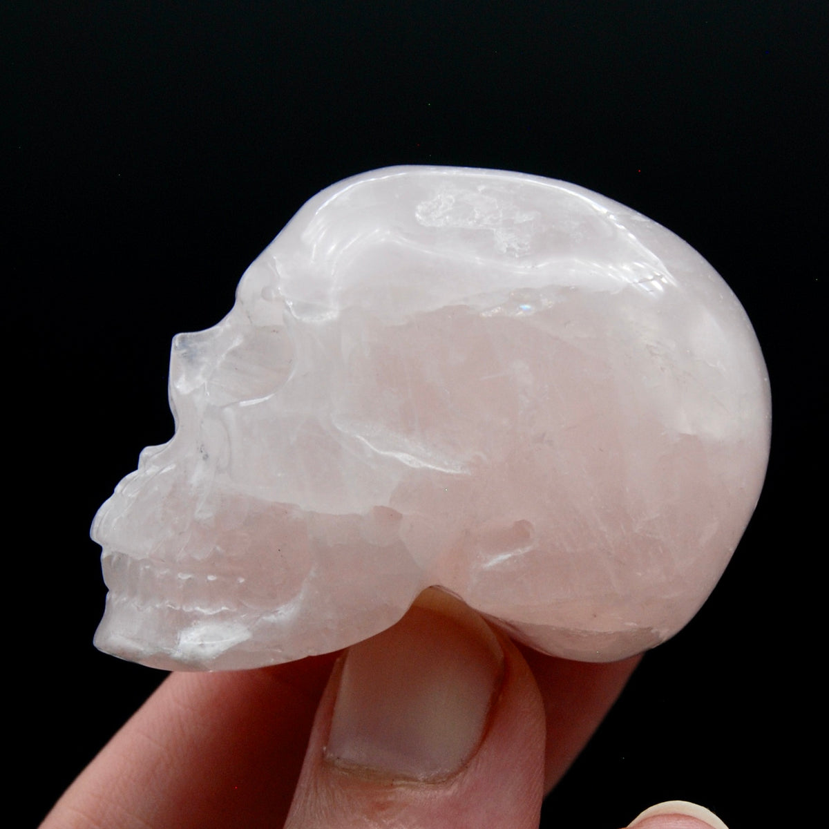 2in Rose Quartz Crystal Skull, Realistic Carved Crystal