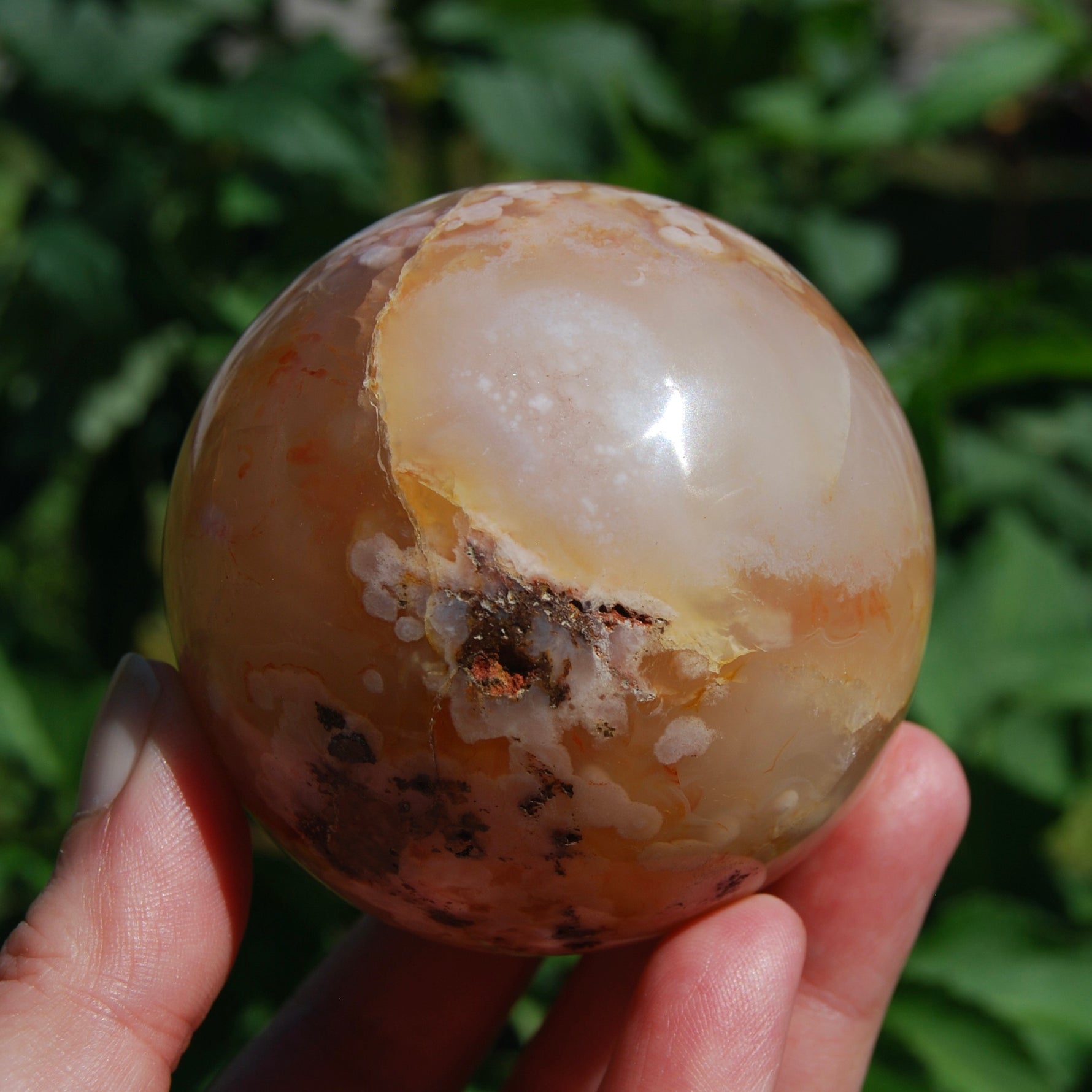 Sakura Flower Agate Crystal Sphere