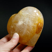 Load image into Gallery viewer, Golden Healer Quartz Crystal Heart Shaped Palm Stone, Madagascar
