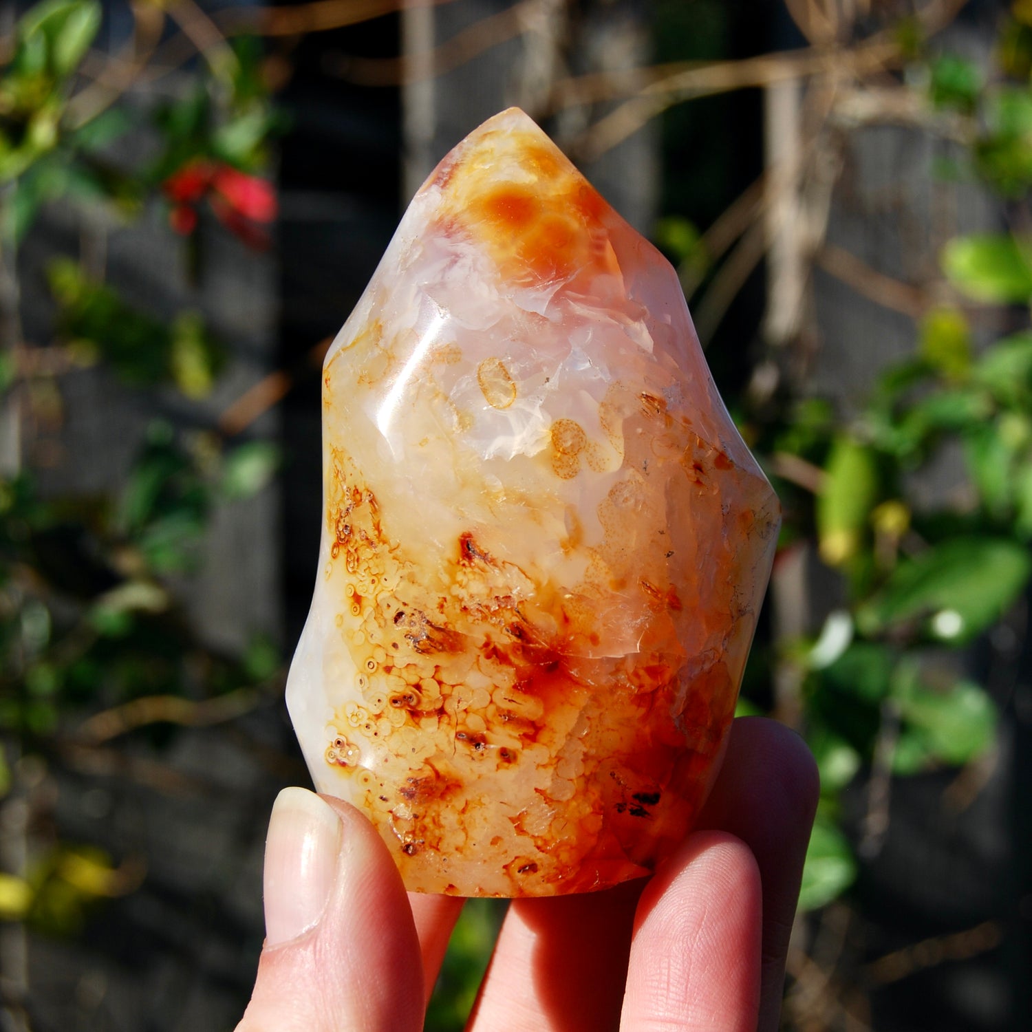 Carnelian Crystal Flame, Carnelian Agate Freeform Tower, Madagascar