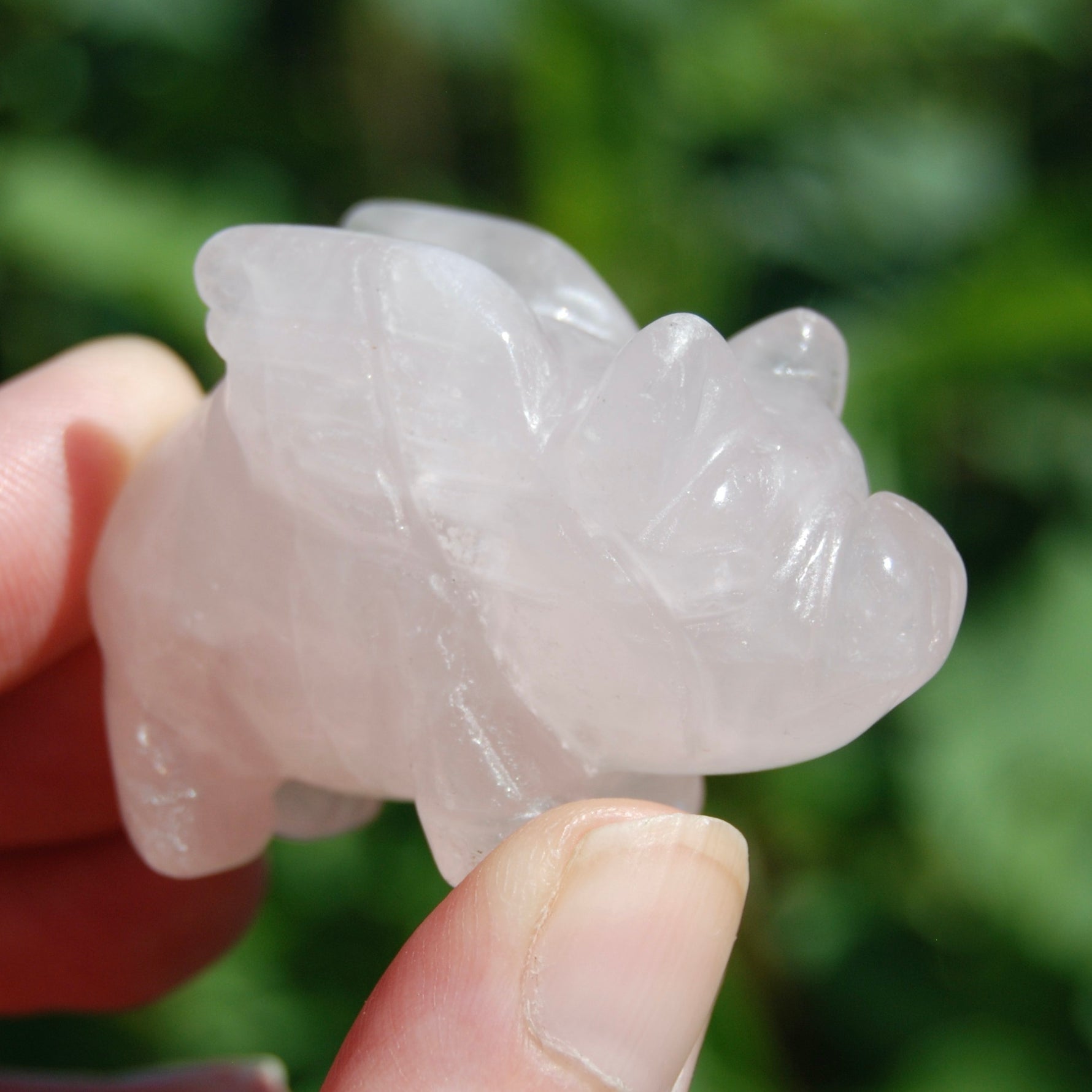 Rose Quartz Carved Crystal Flying Pig