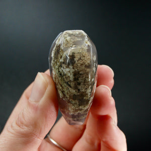 Moss Agate Crystal Heart Shaped Palm Stone, Indonesia