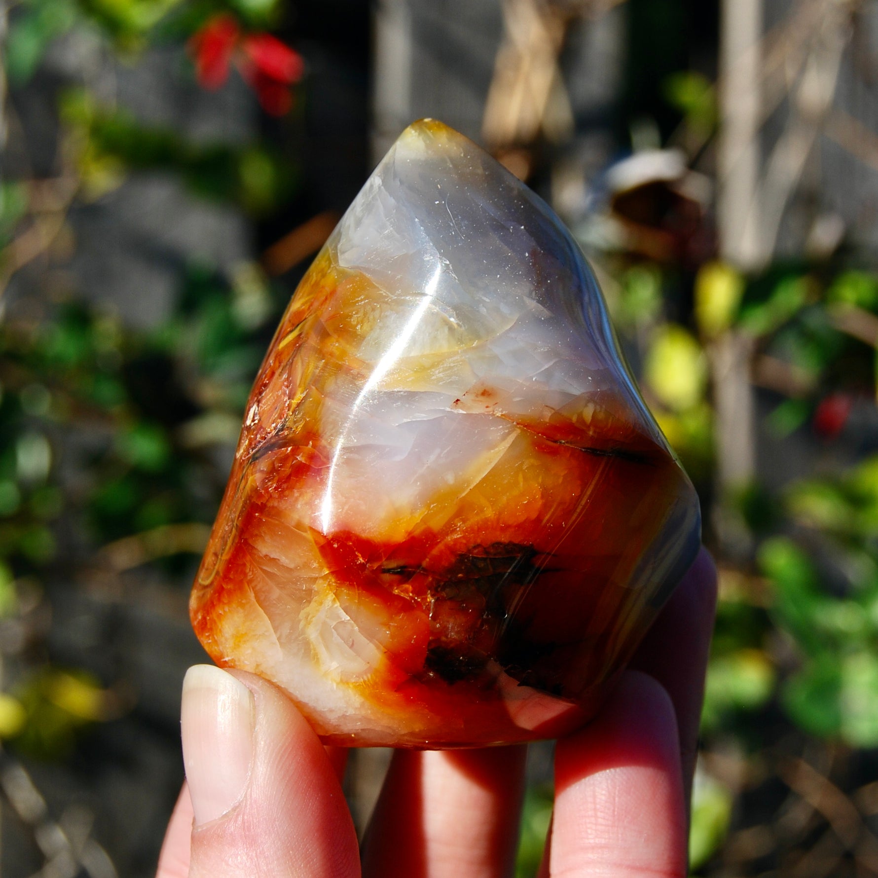 Carnelian Crystal Flame, Carnelian Agate Freeform Tower, Madagascar