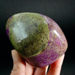 Atlantasite Stichtite Serpentine Crystal Freeform Palm Stone, South Africa