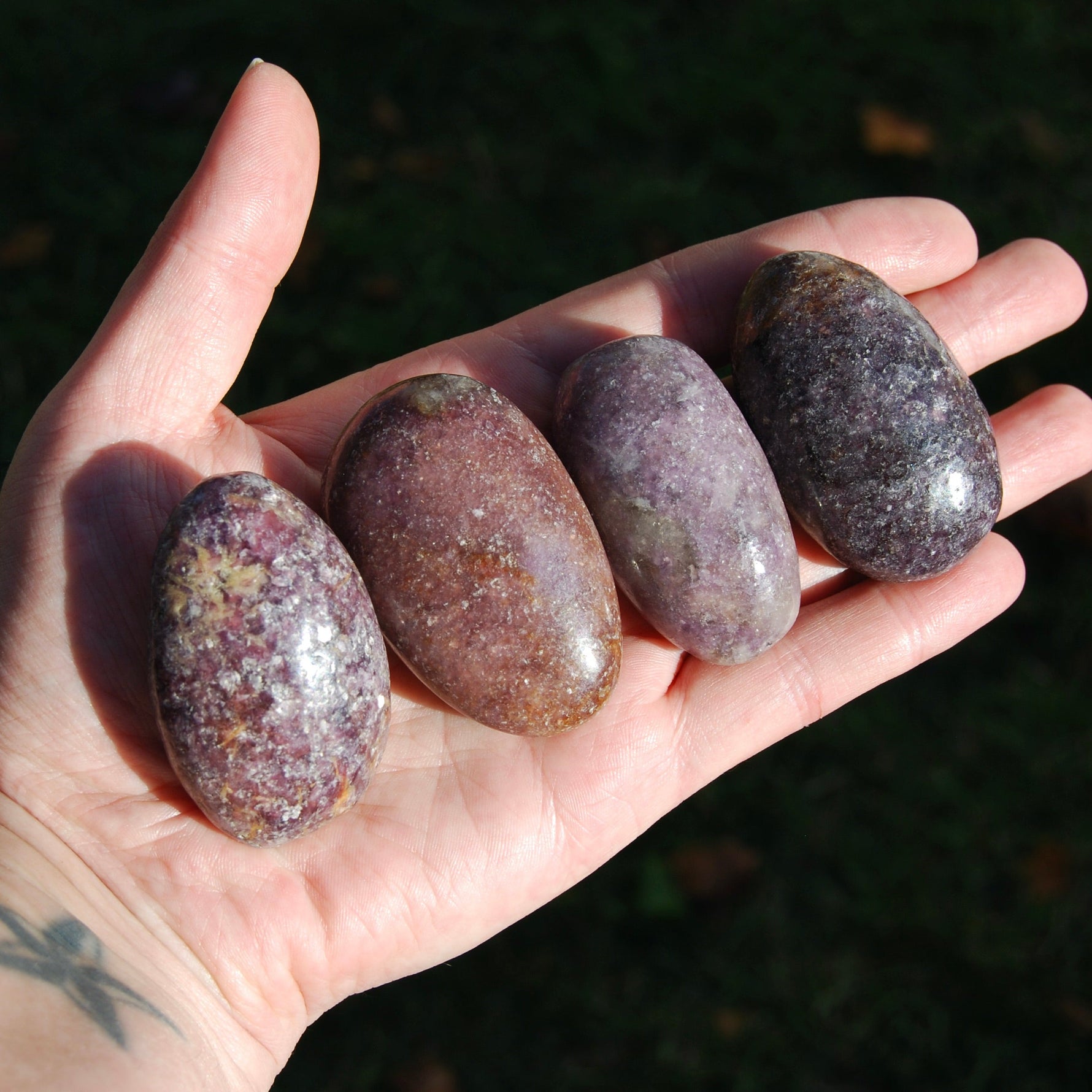 Lepidolite Crystal Palm Stones