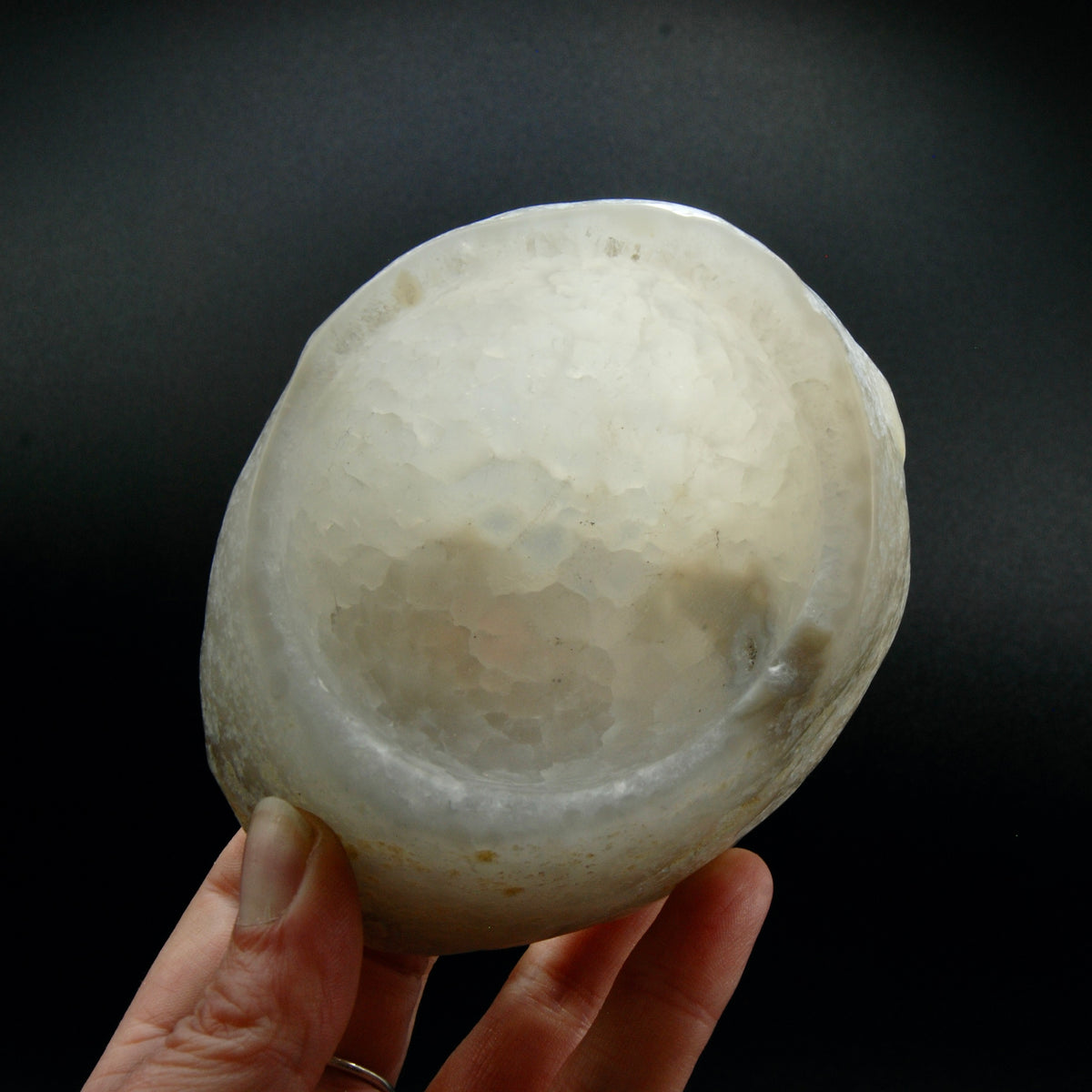 Natural Crystalline Agate Carved Crystal Freeform Bowl