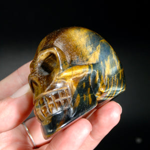 Blue Tiger's Eye Carved Crystal Skull