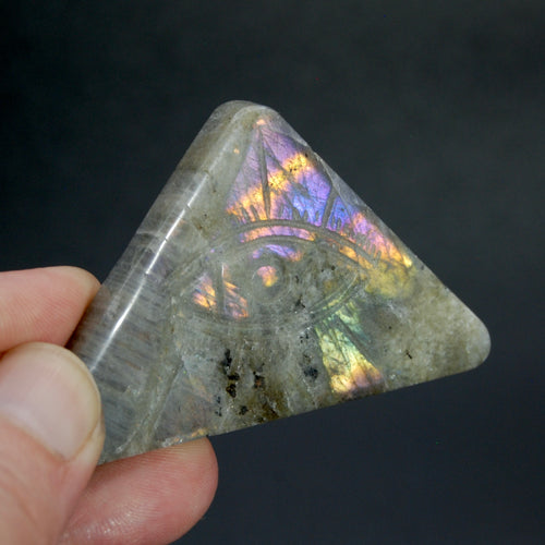 Purple Labradorite All Seeing Eye Crystal Carving, Eye of Providence