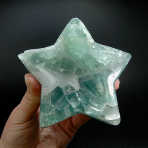 Large Green Fluorite Crystal Star Shaped Bowl