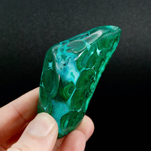 Malachite Chrysocolla Crystal Palm Stone, Congo
