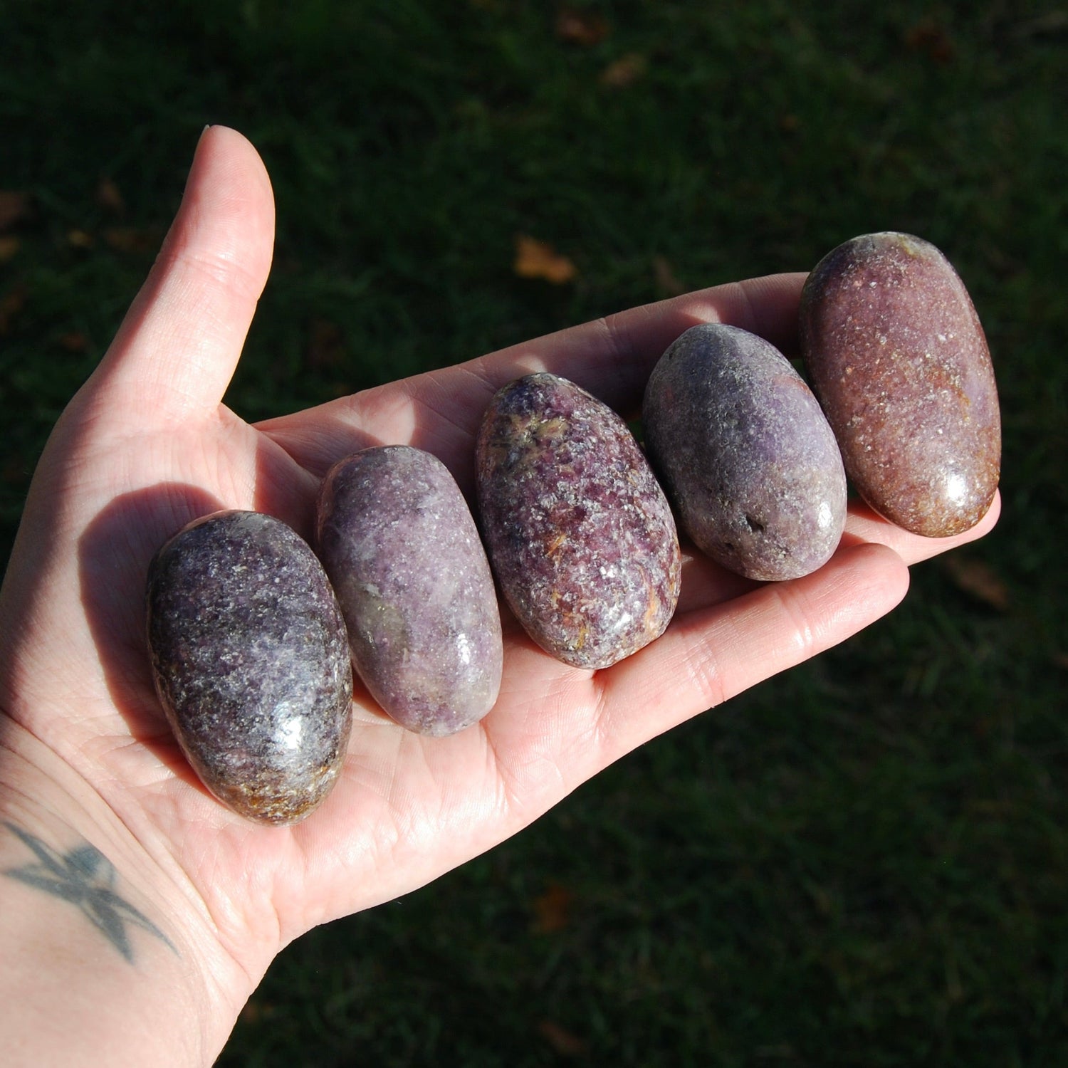 Lepidolite Crystal Palm Stones