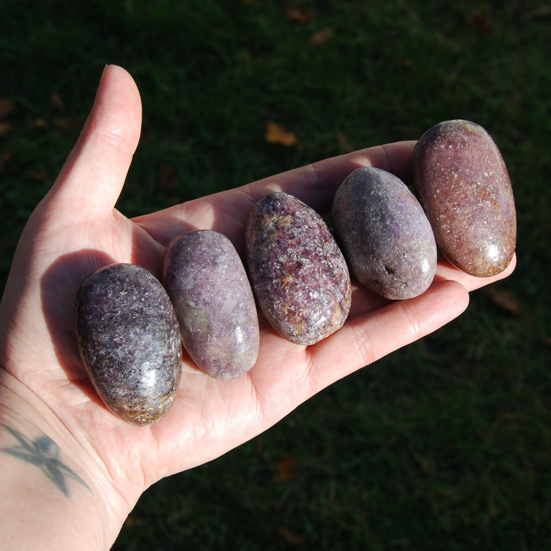 Lepidolite Crystal Palm Stones