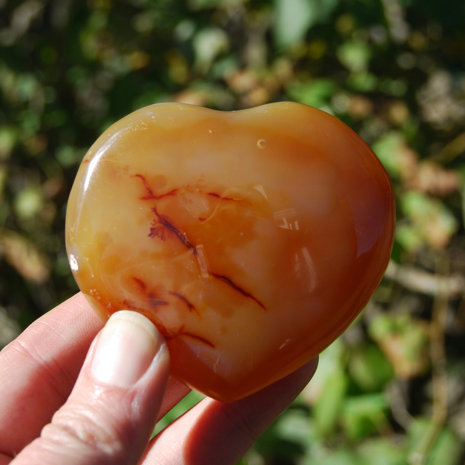 Carnelian Agate Crystal Heart Palm Stone