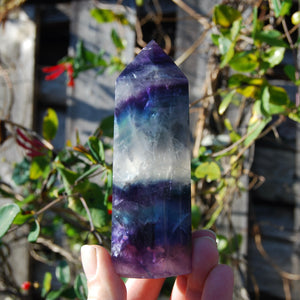 Chunky Fluorite Crystal Tower, Large Blue Purple Fluorite Tower