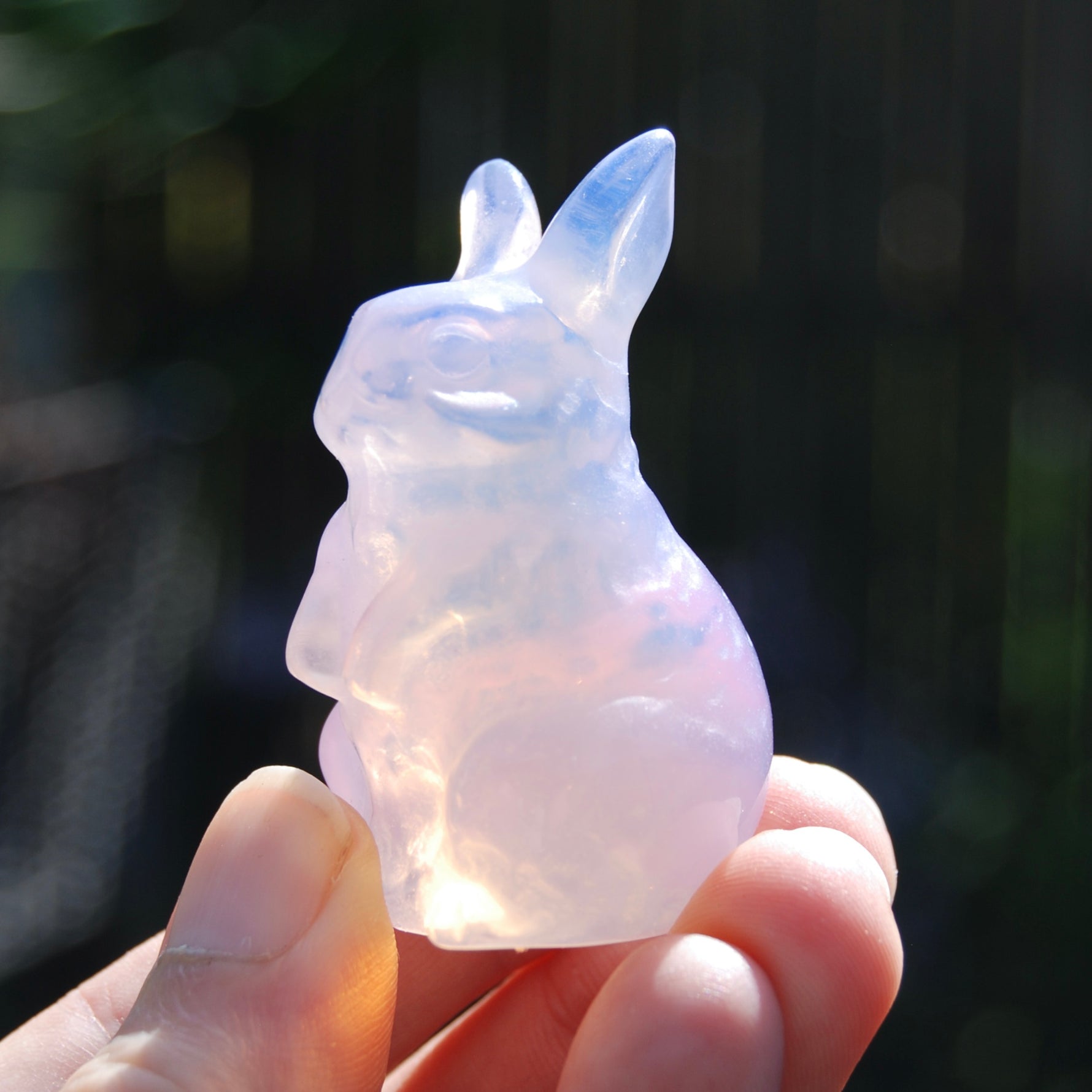 Pink Opalite Carved Crystal Rabbit