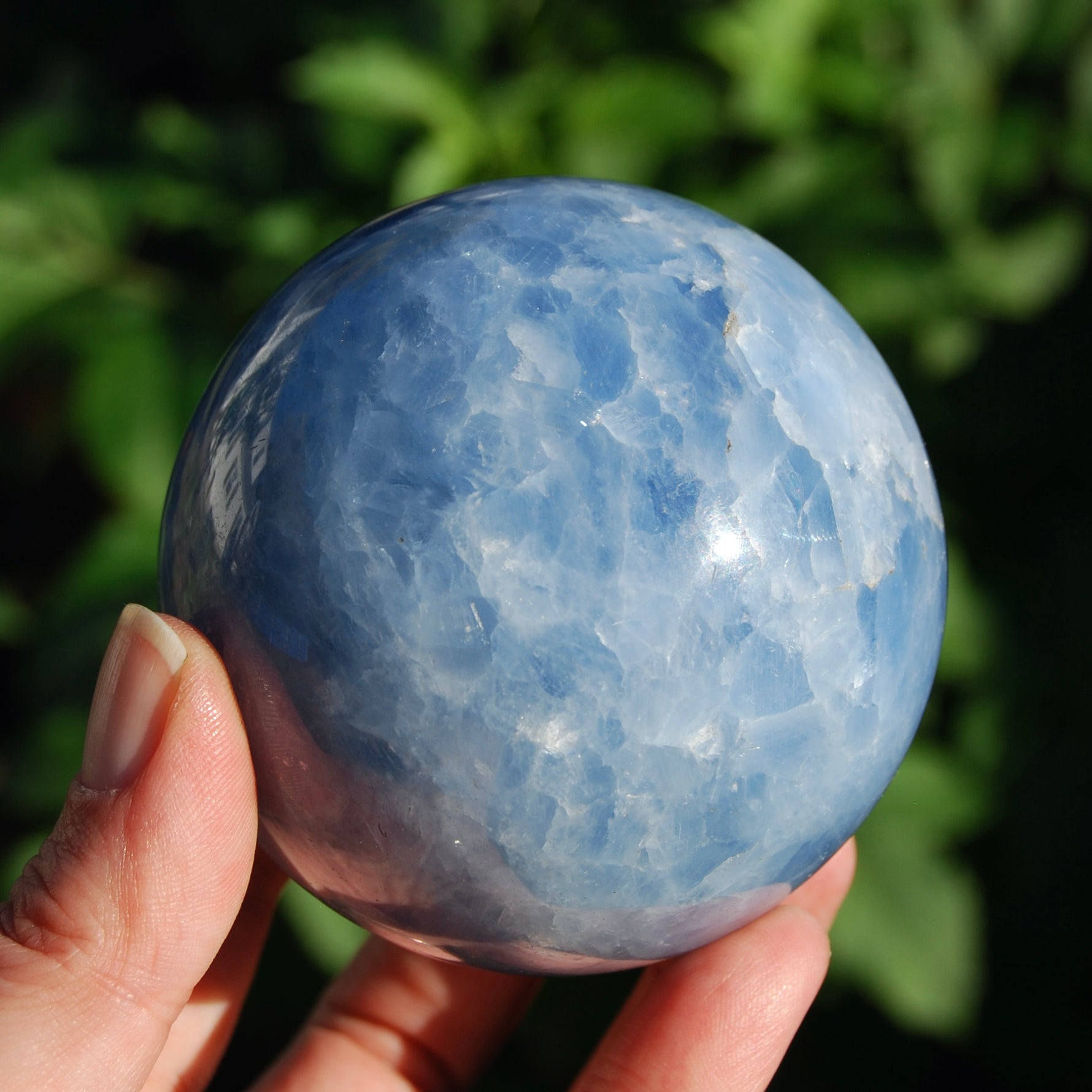 Blue Calcite Crystal Sphere