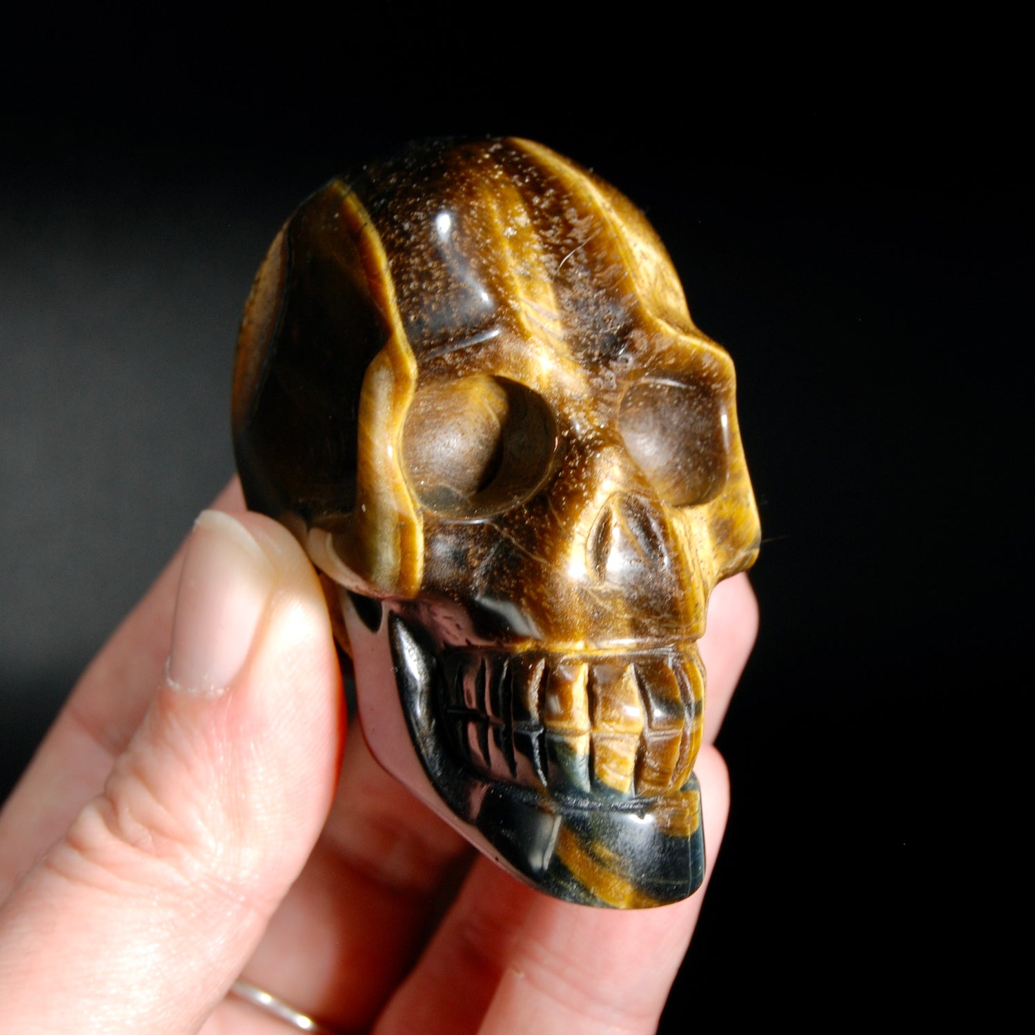 Blue Tiger's Eye Carved Crystal Skull