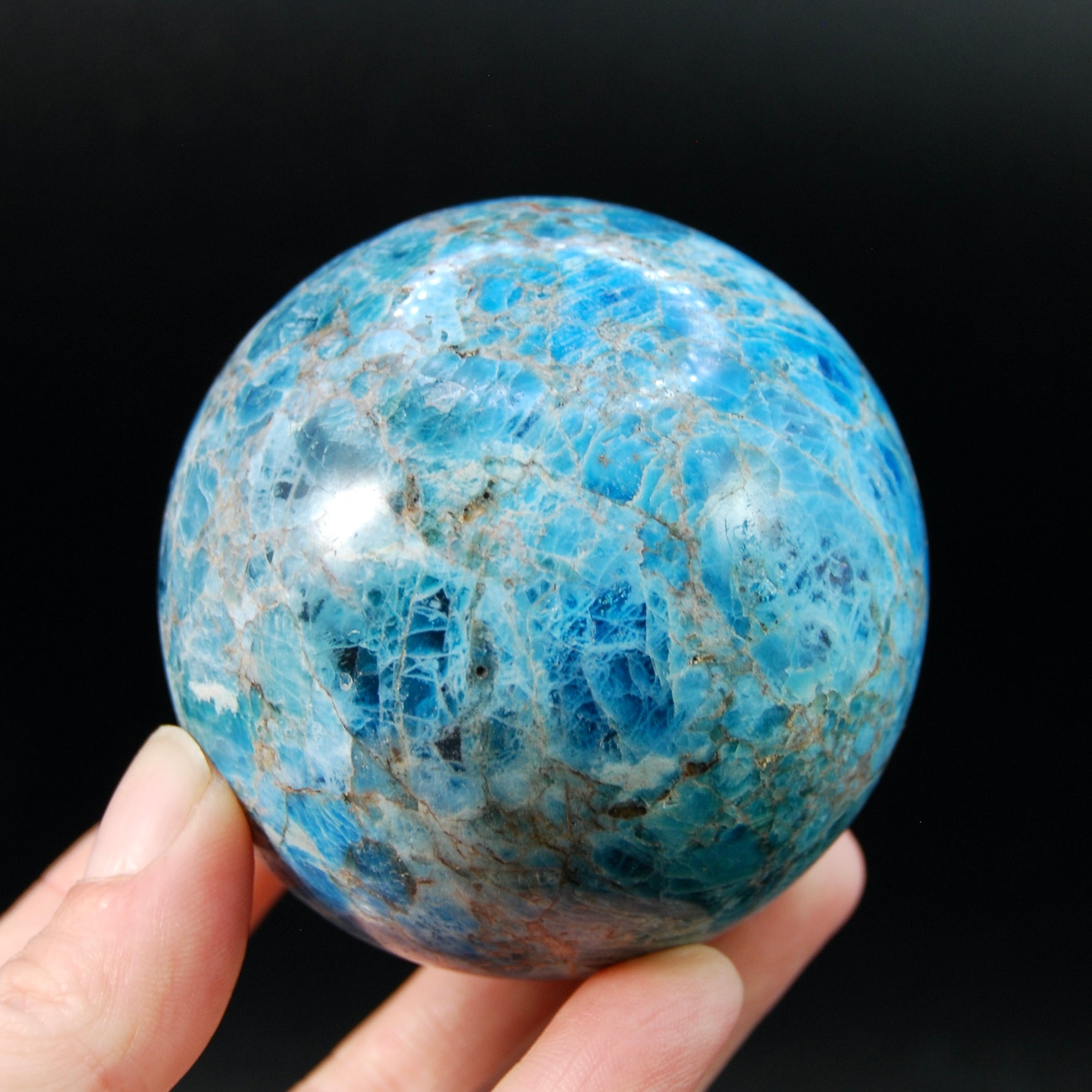 Large Blue Apatite Crystal Sphere, Madagascar