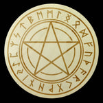 12in Large Wood PENTACLE with RUNES Crystal Grid Sacred Geometry