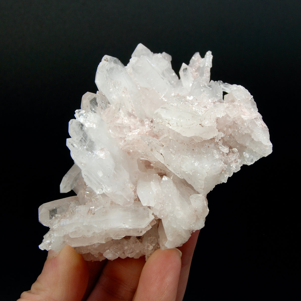 Pink Faden Quartz Crystal Cluster, Colombia
