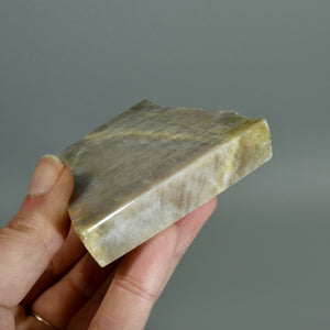 Flashy Rainbow Moonstone Sunstone Crystal Slab, Thick Rainbow Moonstone Slice, India