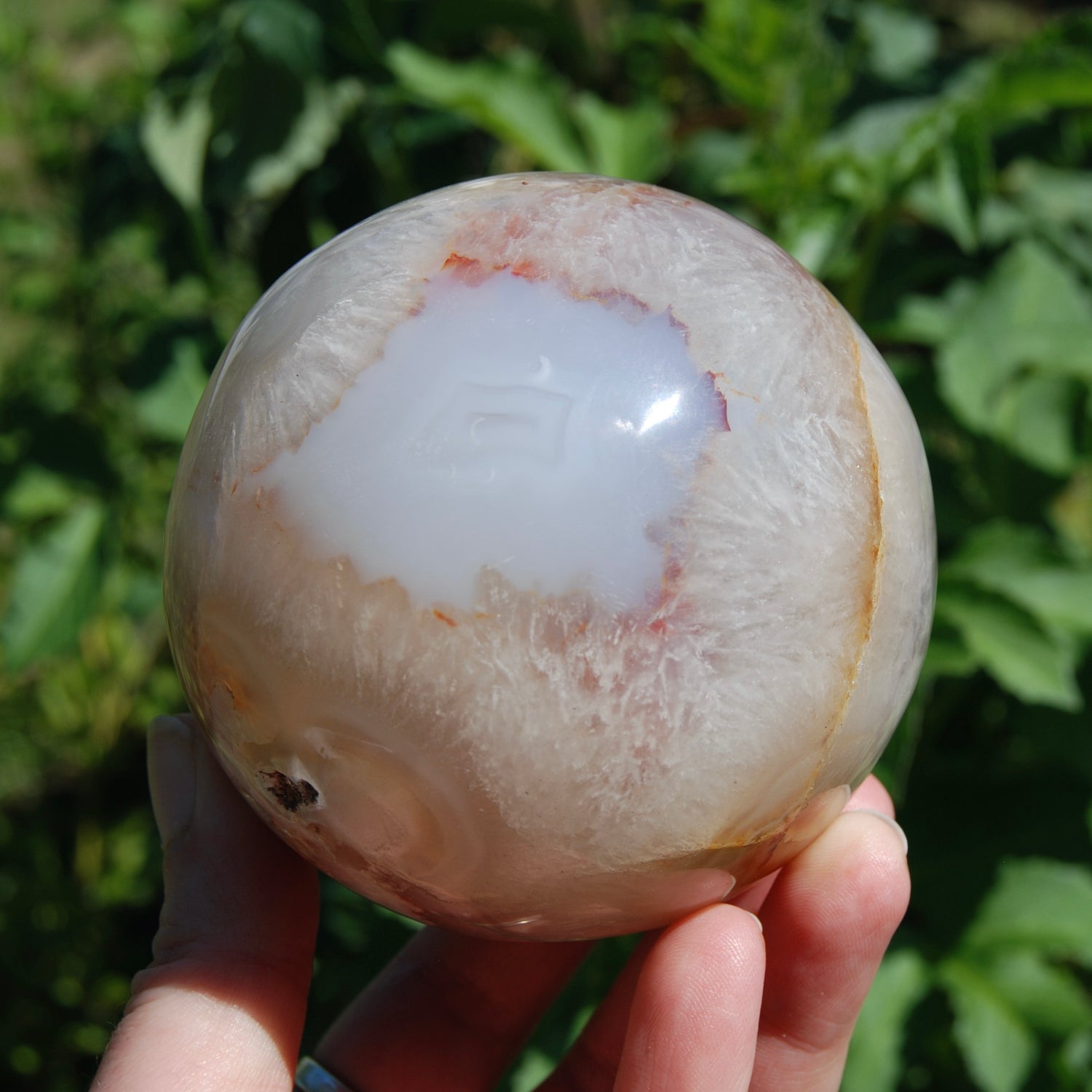 Peach Pink Sakura Flower Agate Crystal Spher