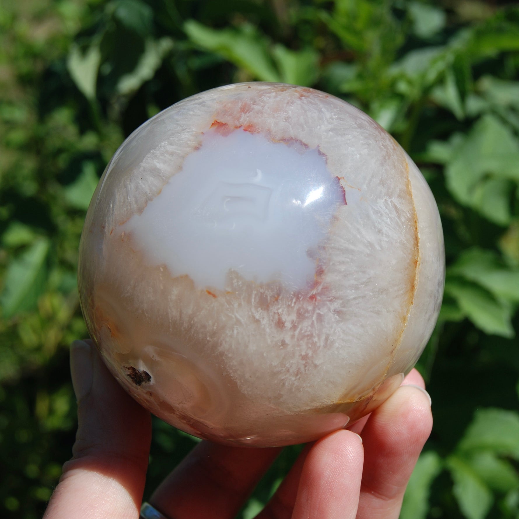 Peach Pink Sakura Flower Agate Crystal Spher
