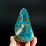 Gemmy Blue Apatite Crystal Flame, Madagascar