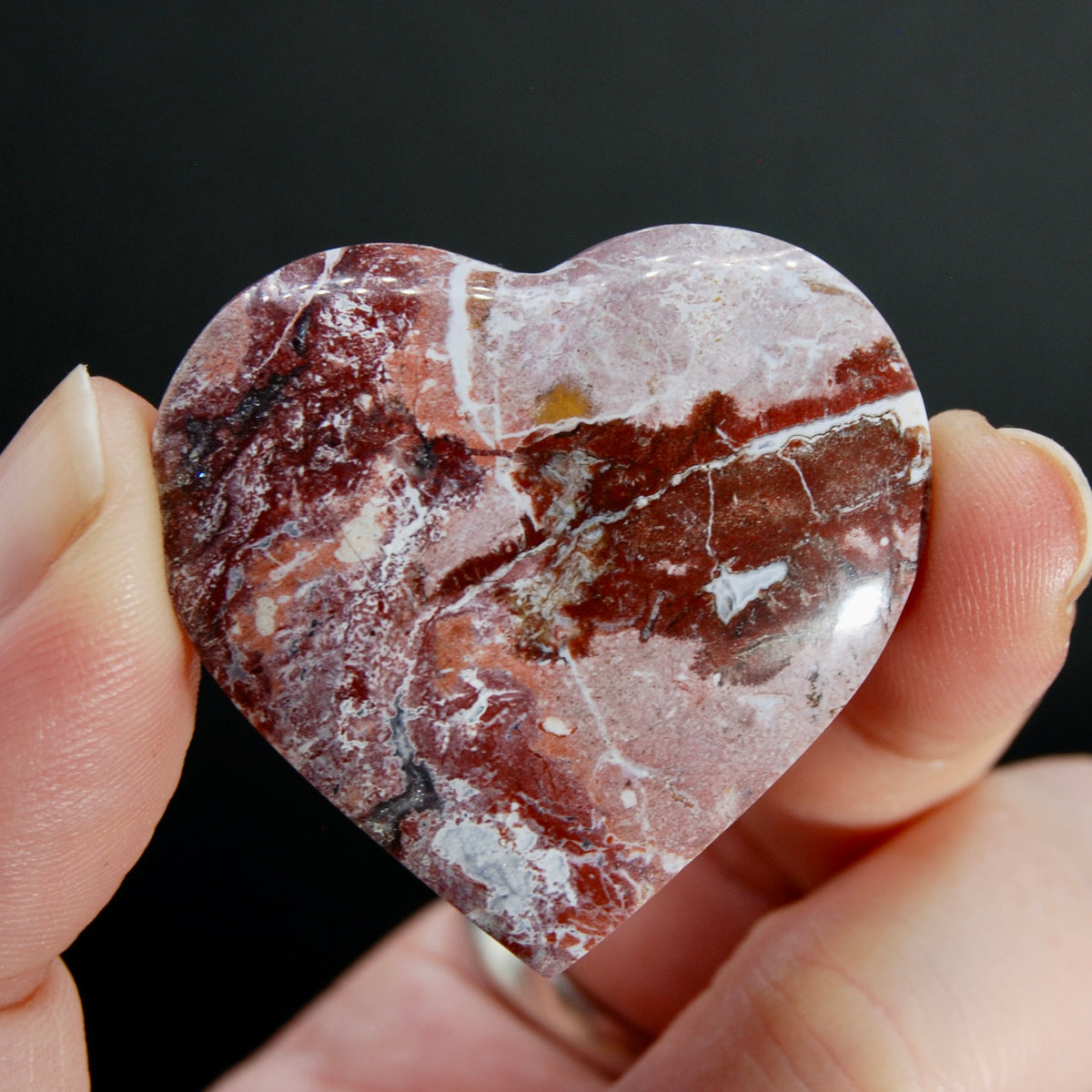 Pink Jasper Crystal Heart Cabochon 