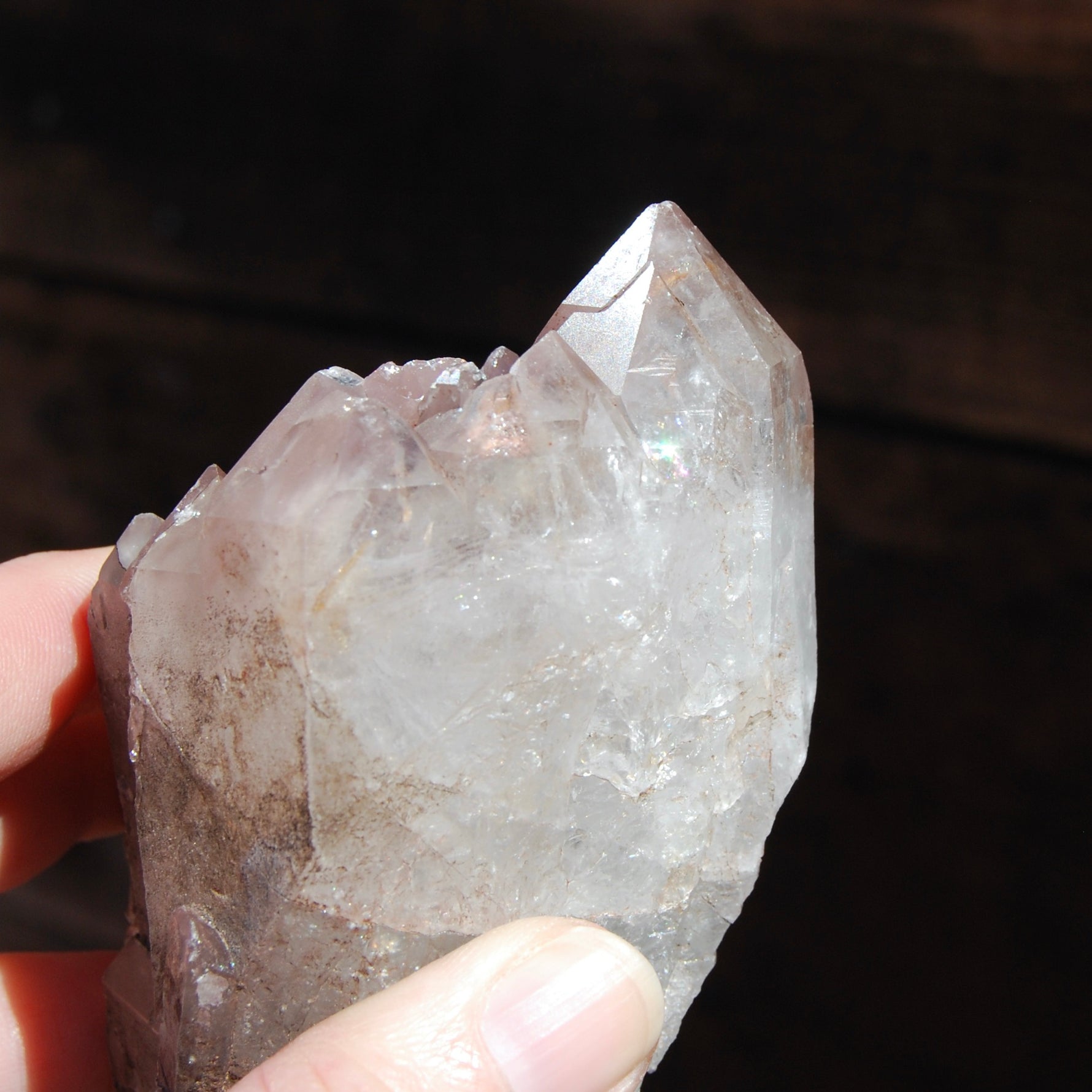 ET Soulmate Isis Face Pink Lithium Lemurian Quartz Crystal Starbrary Specular Hematite, Brazil