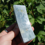 Green Diopside in Blue Calcite Crystal Moon Shaped Bowl