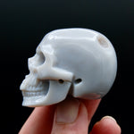 Grey Agate Geode Carved Crystal Skull