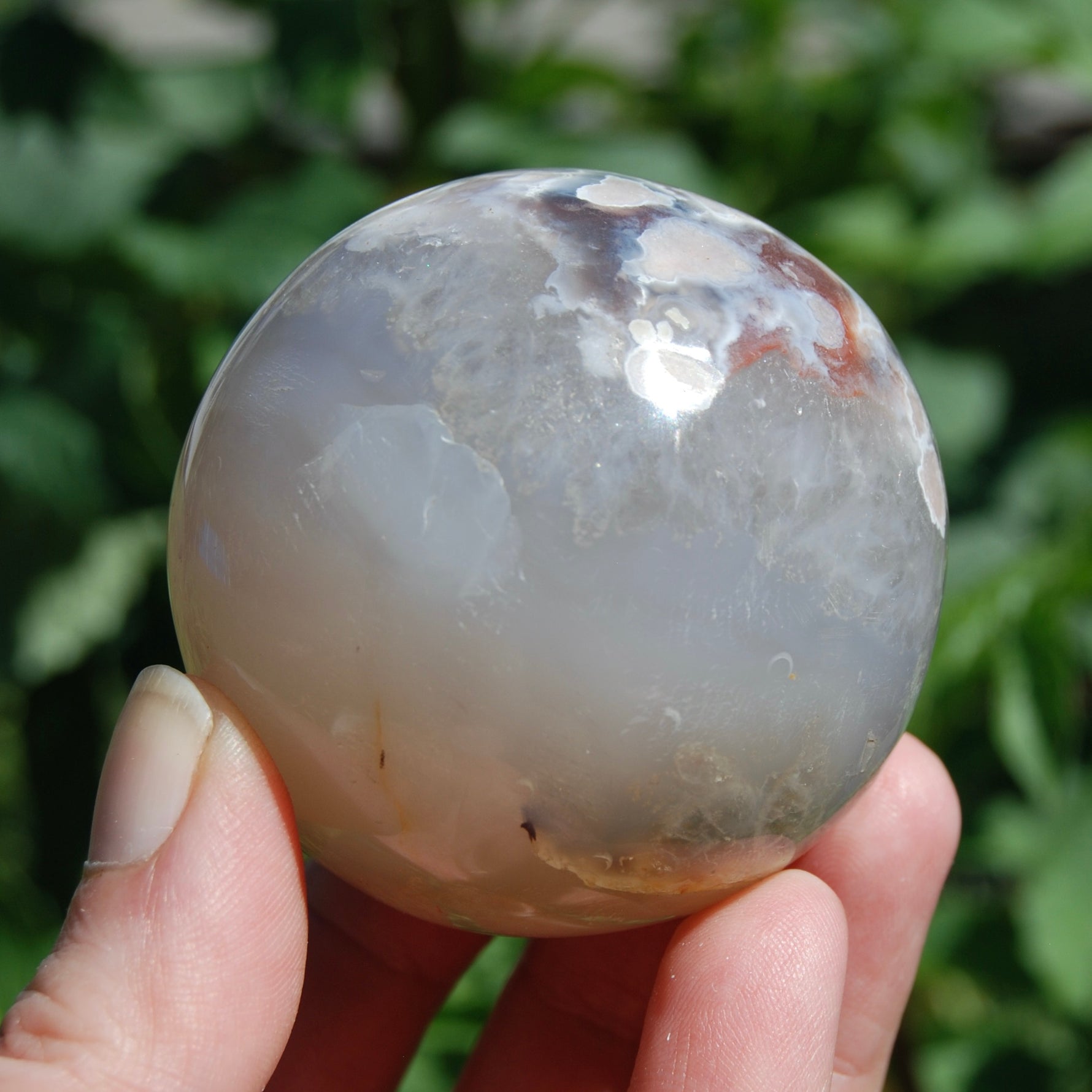 Lavender Pink Sakura Flower Agate Crystal Sphere