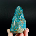 Gemmy Blue Apatite Crystal Flame, Madagascar