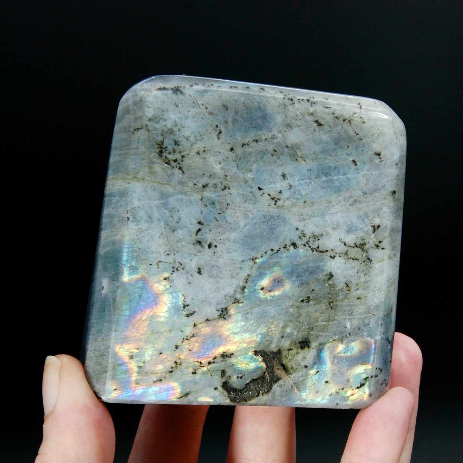Sunset Labradorite Crystal Freeform Tower, Super Flashy Spectrolite
