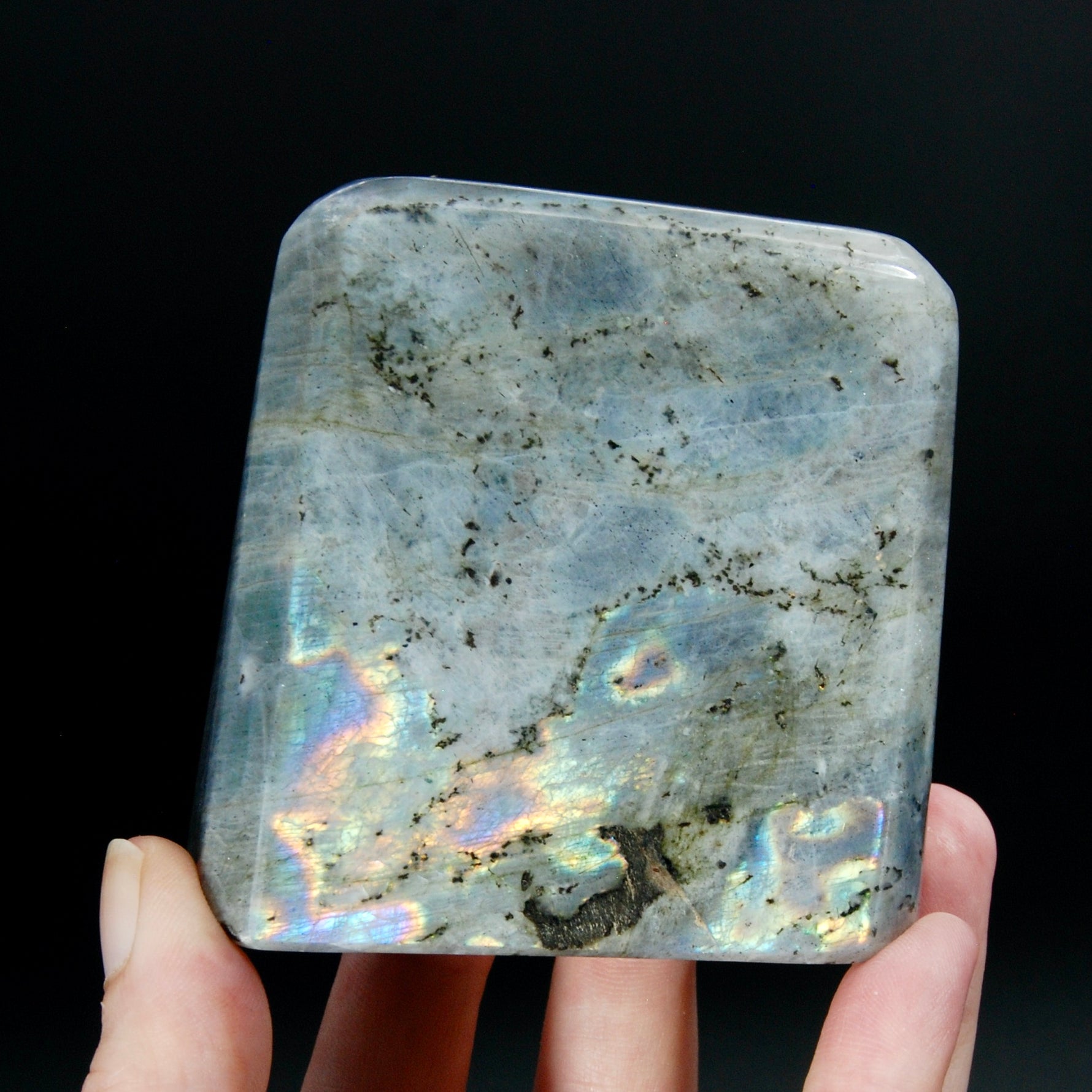 Sunset Labradorite Crystal Freeform Tower, Super Flashy Spectrolite