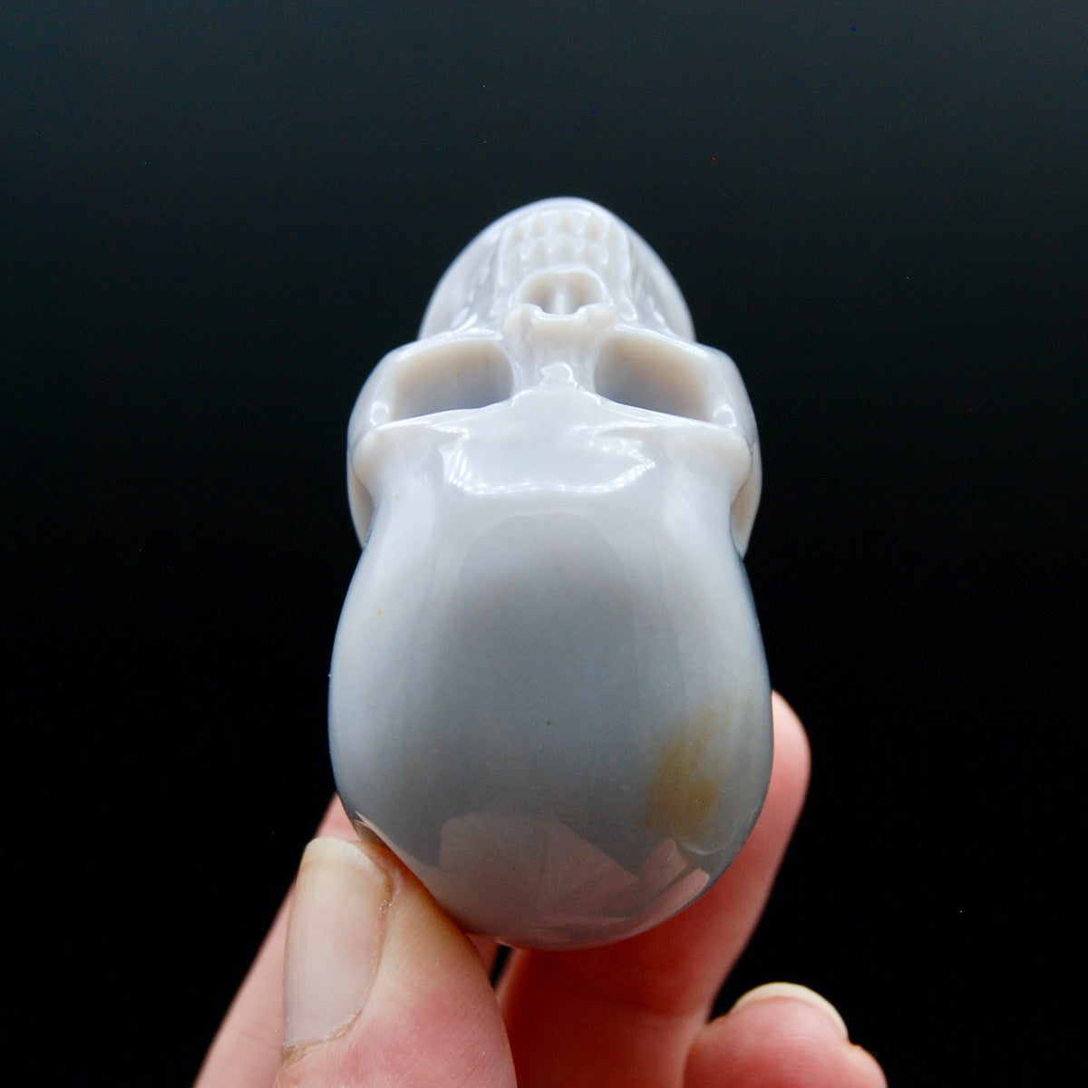 Grey Agate Geode Carved Crystal Skull