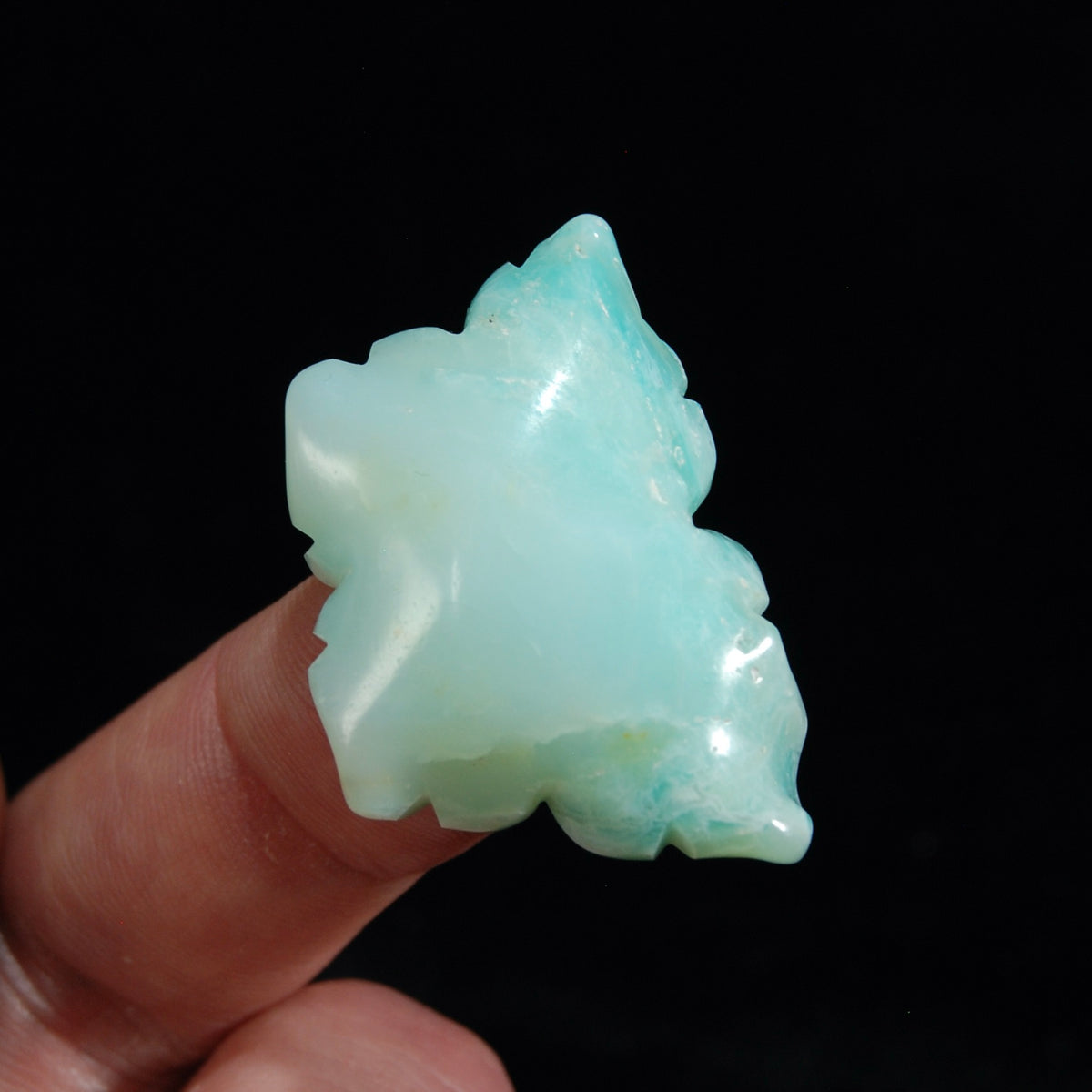 Blue Andean Opal Carved Crystal Flower, Natural Blue Opal Gemstone Carving, Peru