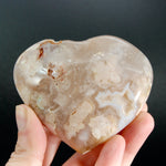 Large Sakura Flower Agate Heart Shaped Palm Stone, Madagascar