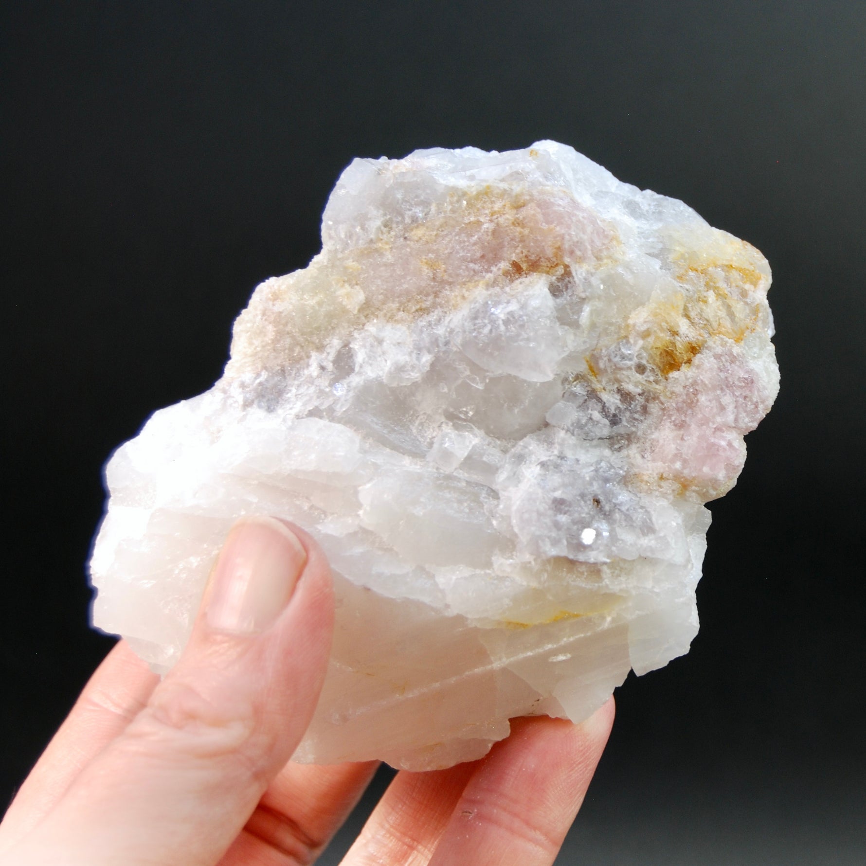 Raw Tricolor Tourmaline Lepidolite Crystal on Quartz Matrix, Brazil