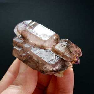 ET DT Elestial Amethyst Quartz Crystal Scepter, Gemmy Smoky Chiredzi Amethyst, Zimbabwe