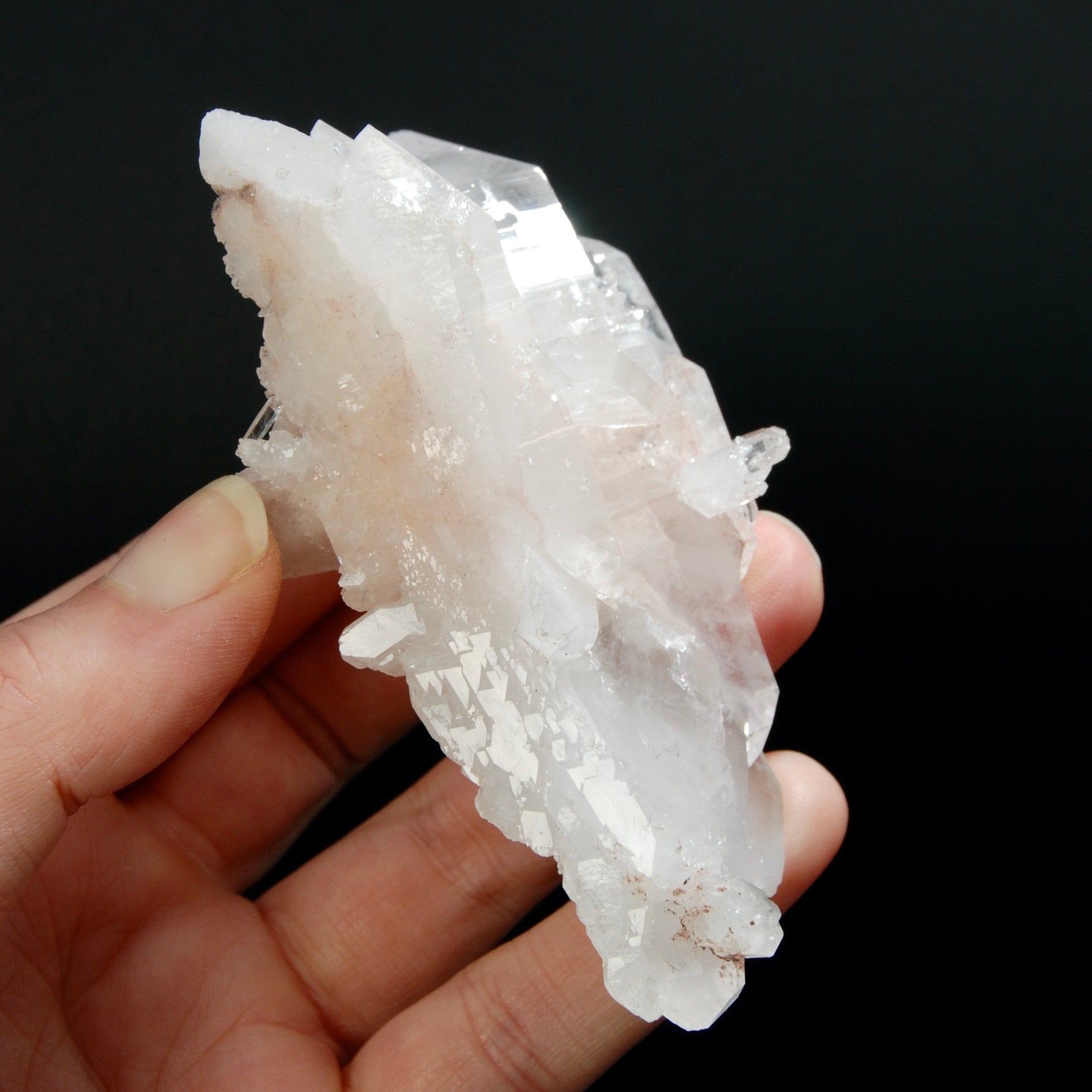 Pink Faden Quartz Crystal Cluster, Colombia