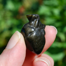 Load image into Gallery viewer, Gold Sheen Obsidian Anatomical Heart
