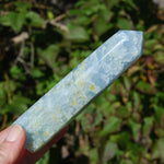 Diopside in Blue Calcite Crystal Tower, Large Blue Calcite Towers, Madagascar