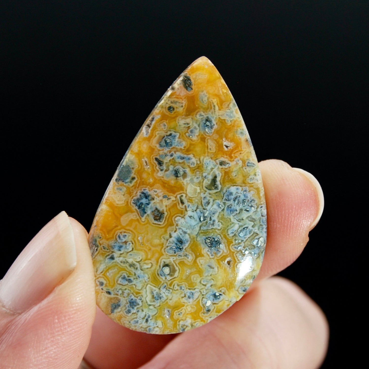 Marcasite Agate Matrix Teardrop Pear Cabochon, Indonesia