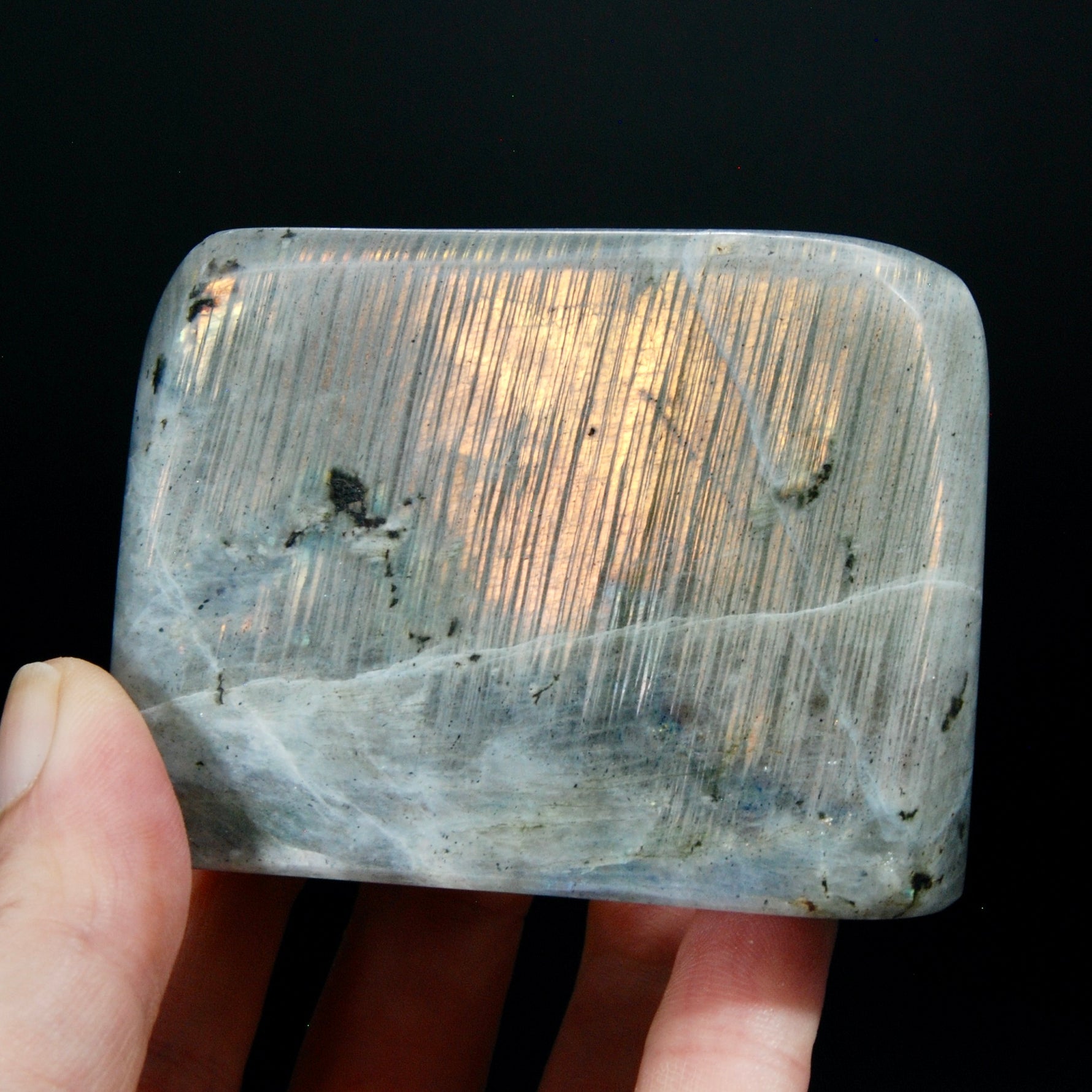 Sunset Labradorite Crystal Freeform Tower, Super Flashy Spectrolite